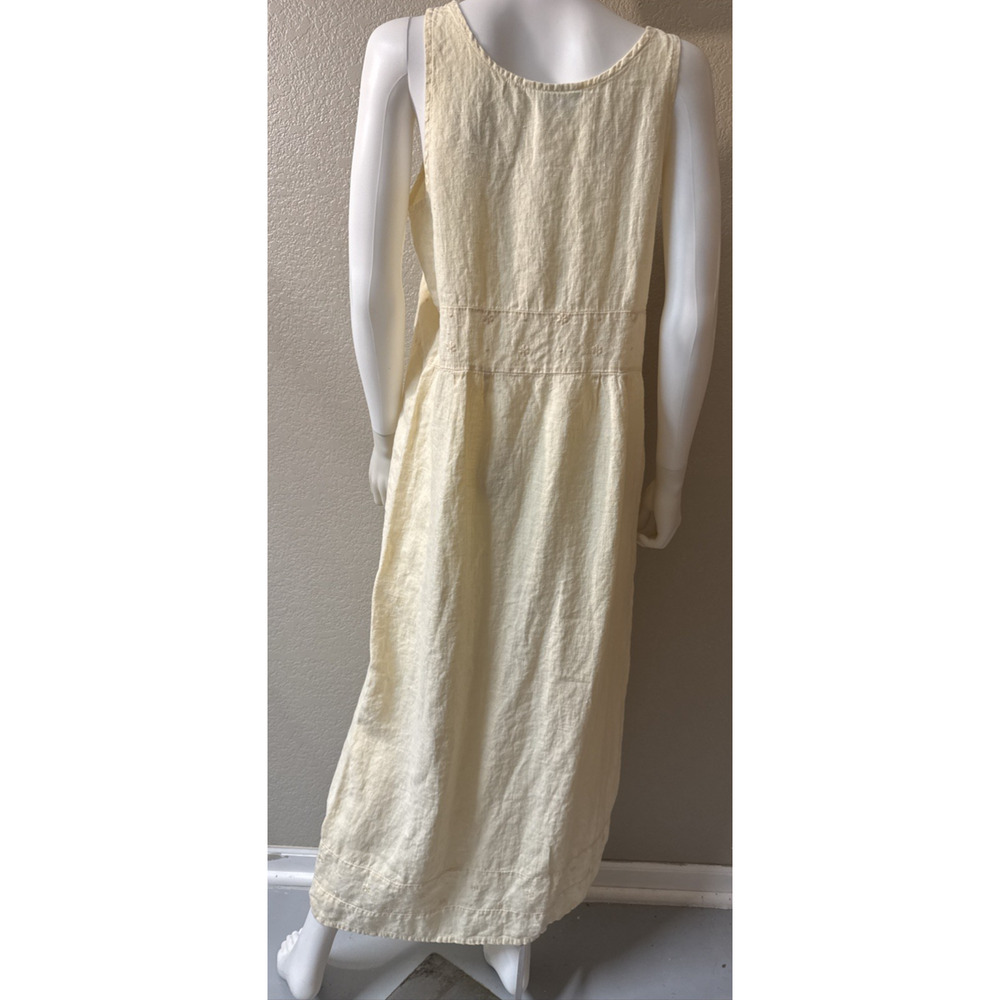 Aly Wear Linen Dress Womens Small Pale Yellow Lagenlook Cottagecore Minimalist - Picture 5 of 11